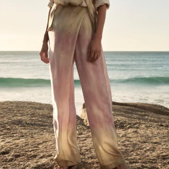 ZARA | Tie Dye Wrap Silk Lounge Pants - Picture 1 of 4